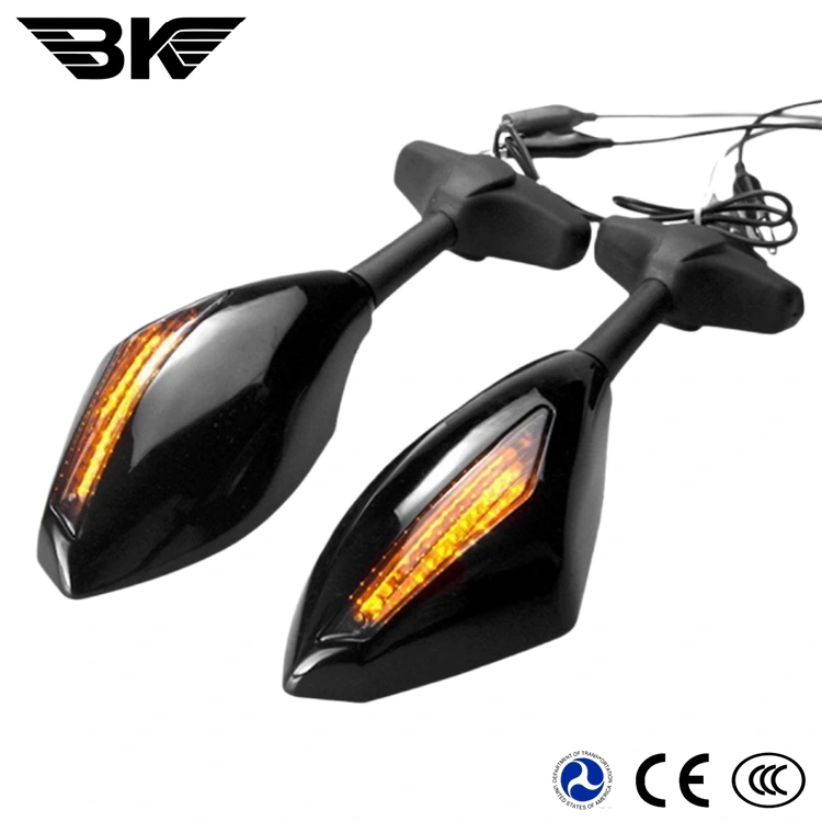 Espejo retrovisor de motocicleta con luces LED con señales de giro